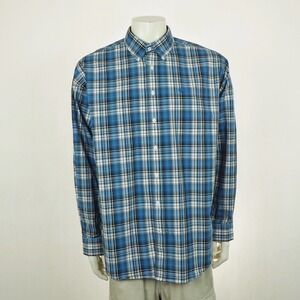 New Cinch Button Down Shirt Mens Large Blue Plaid Western Cowboy Cotton Blend